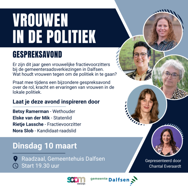 In de afbeelding staan de foto's van Betsy Ramerman, Elske van der Mik, Rietje Lassche en Nora Slob.