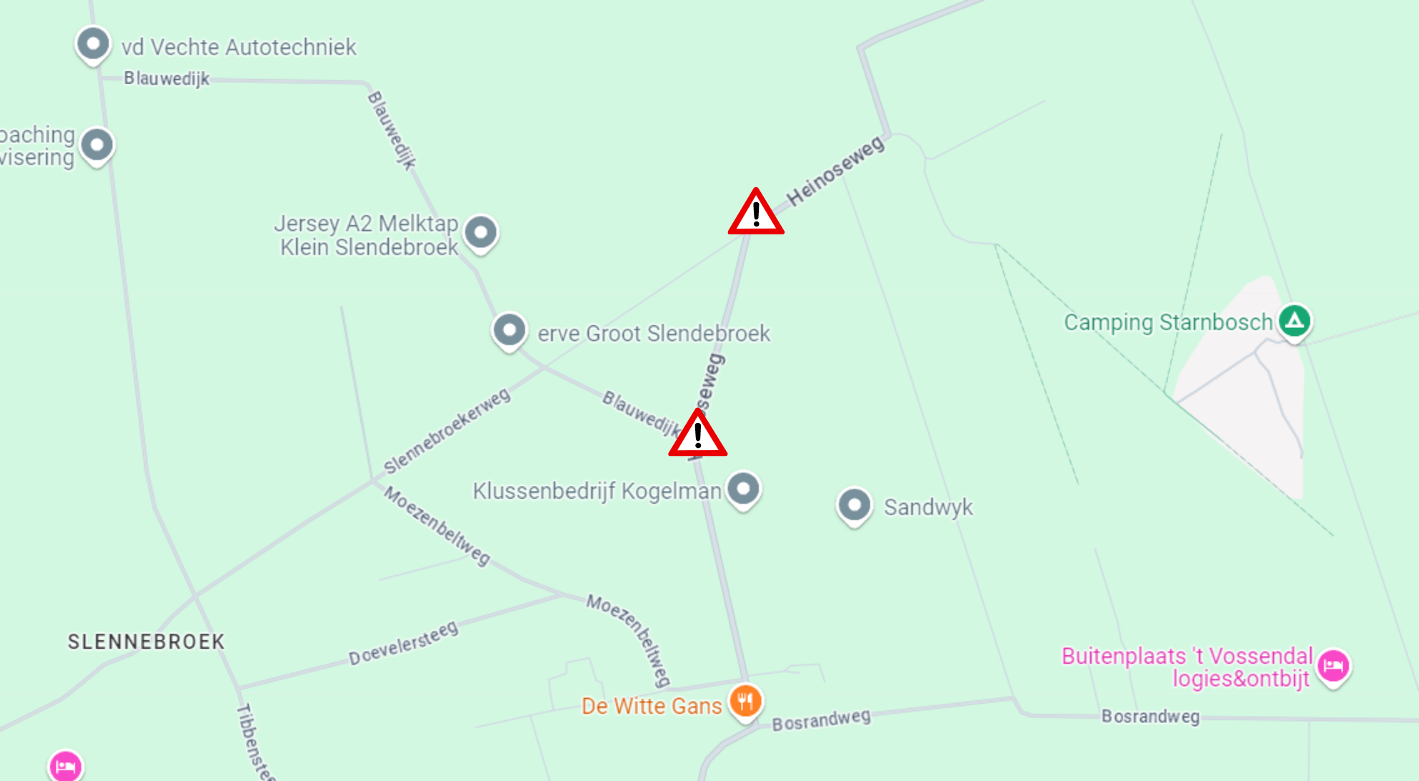 Kaart van de Heinoseweg.