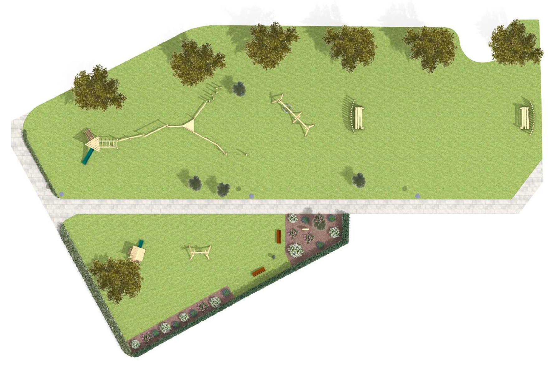 Afbeelding van het ontwerp van het speelveld, bovenaanzicht
