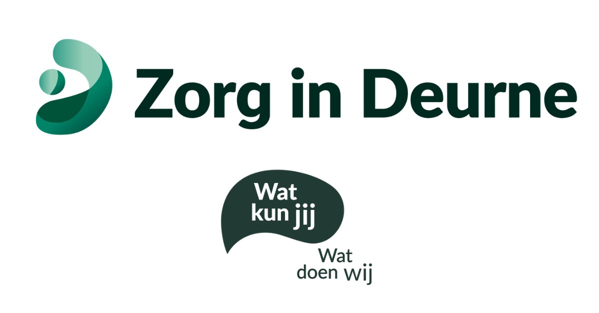 Logo Zorg in Deurne met slogan 'Wat kun jij. Wat doen wij'.