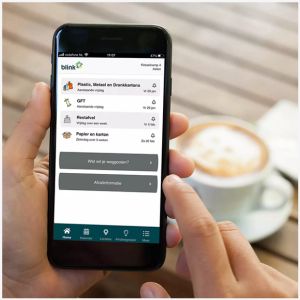 Screenshot op mobiele telefoon van de Blink afvalapp
