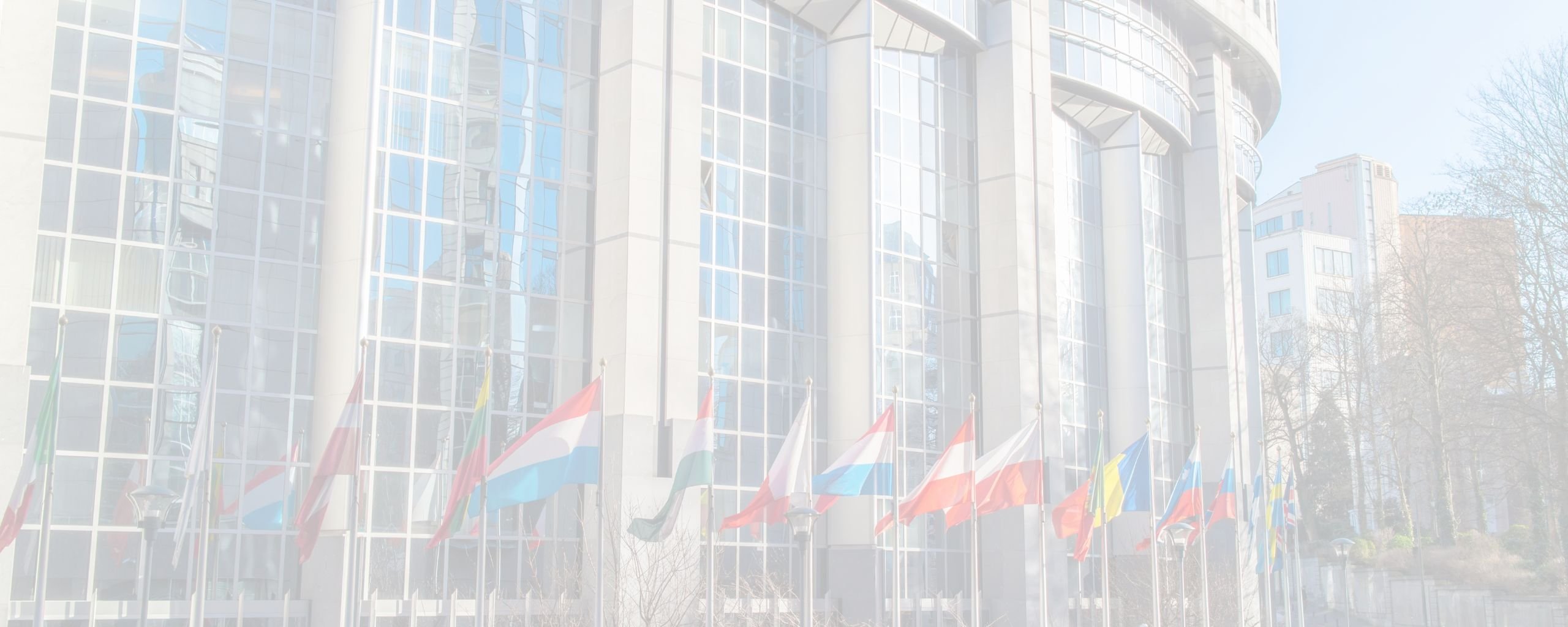 Achtergrondafbeelding Europese verkiezingen uitgelicht, foto van het Europees Parlement met de Europese vlaggen