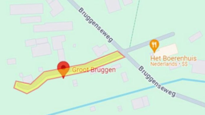 Nieuwsteaser asfaltonderhoud Groot Bruggen, kaart met locatie Groot Bruggen