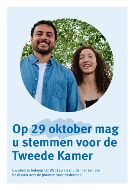Op 19 oktober mag u stemmen voor de Tweede Kamer