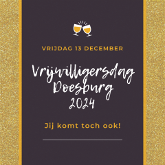 Met opschrift: Vrijwilligersdag Doesburg 2024 - Jij komt toch ook!