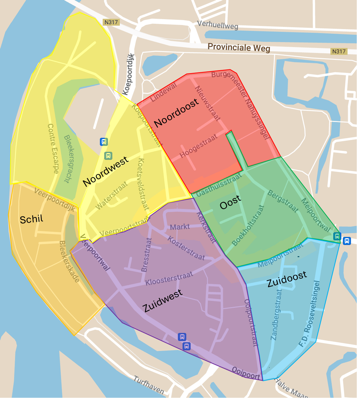 Kaart met parkeerzones