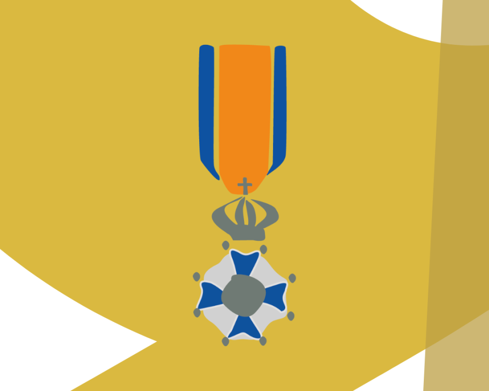 Een tekening van een lintje