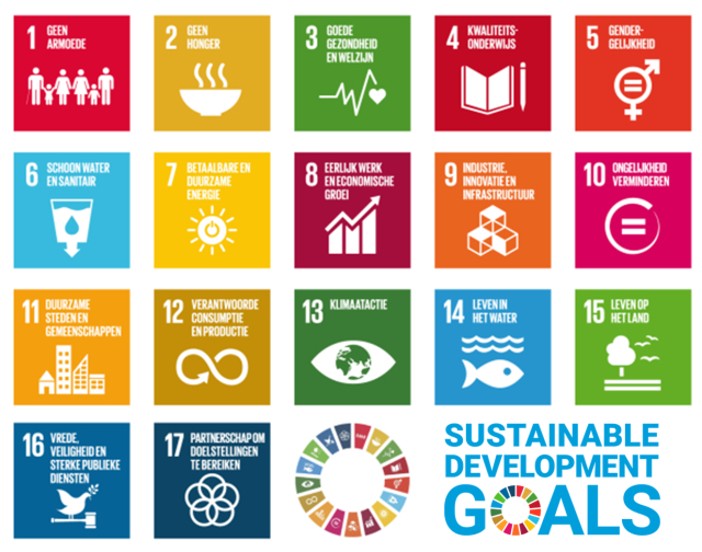 Sustainable Development Goals (SDG's). Symbolen van de 17 doelen voor een duurzamere wereld.