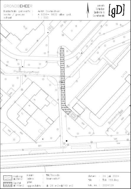 Plattegrond met een gearceerd gedeelte van de grond