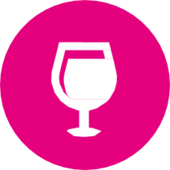 Plaatje met een getekend glas als symbool voor alcohol.