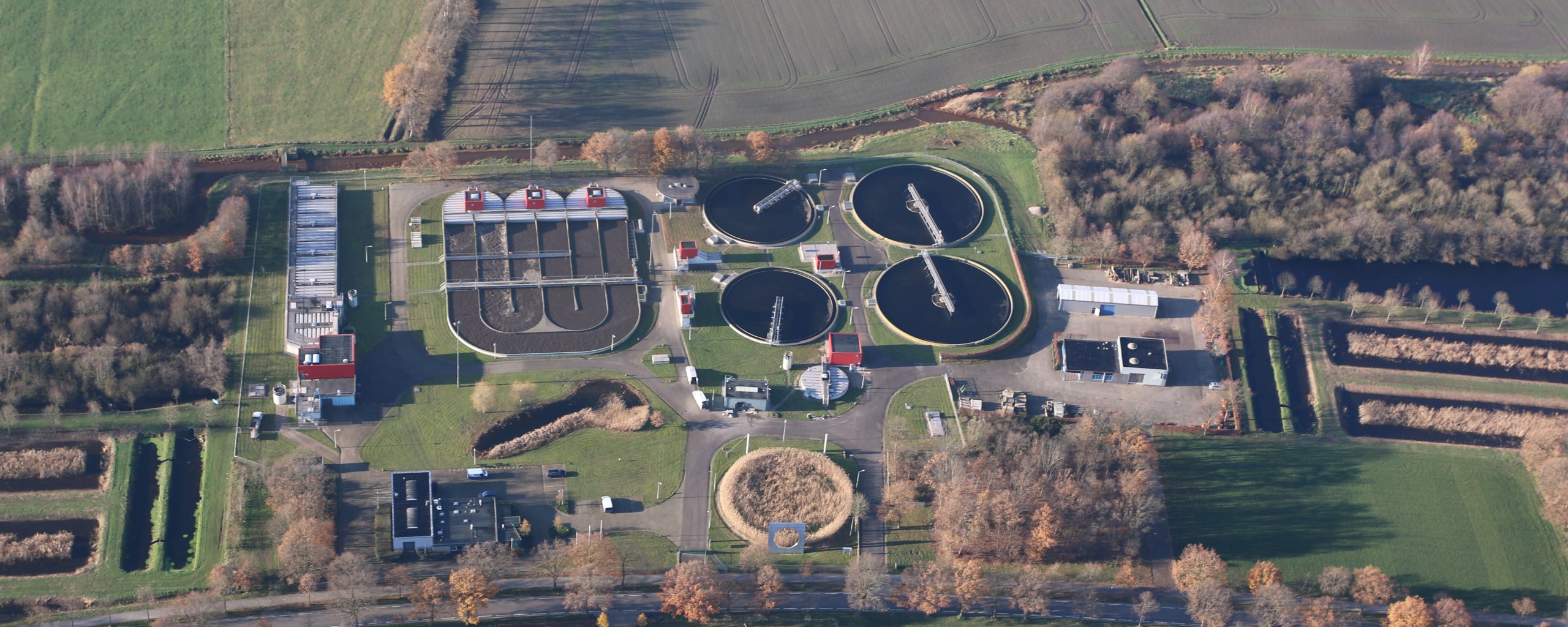 Luchtfoto rioolwaterzuivering Hapert