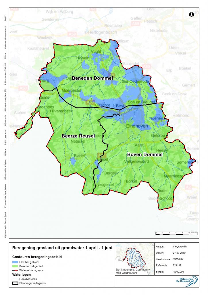 Kaart met gebieden waar graslandberegening wel en niet is toegestaan