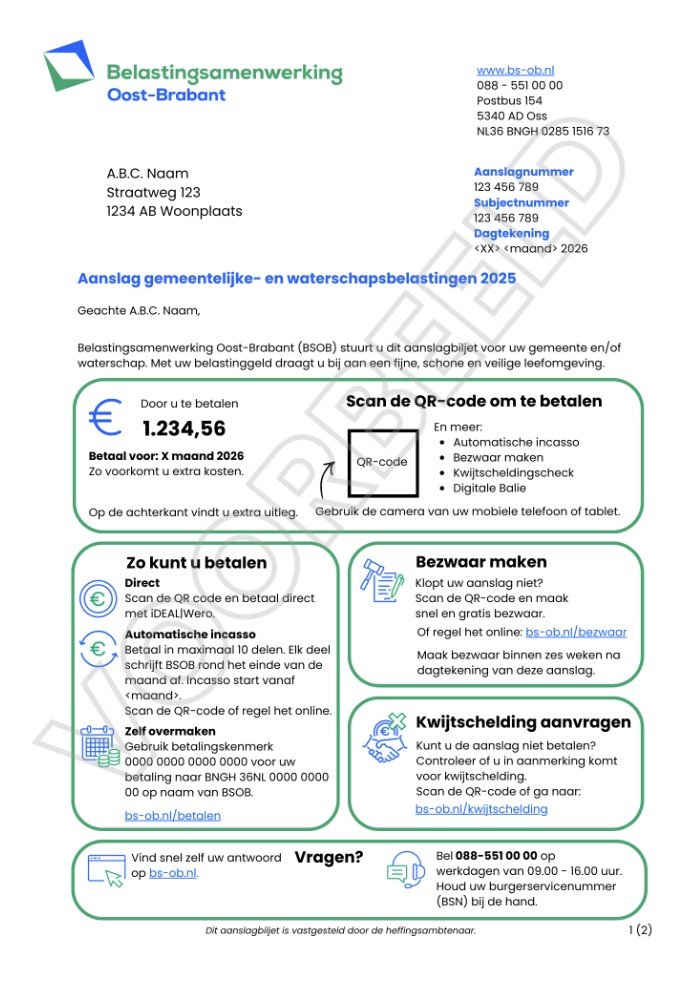 Afbeelding voorbeeld aanslagbiljet BSOB