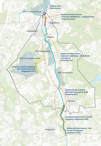 Kaart van het projectgebied tussen Middelbeers en Vessem 