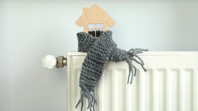 Verwarming en huisje met sjaal