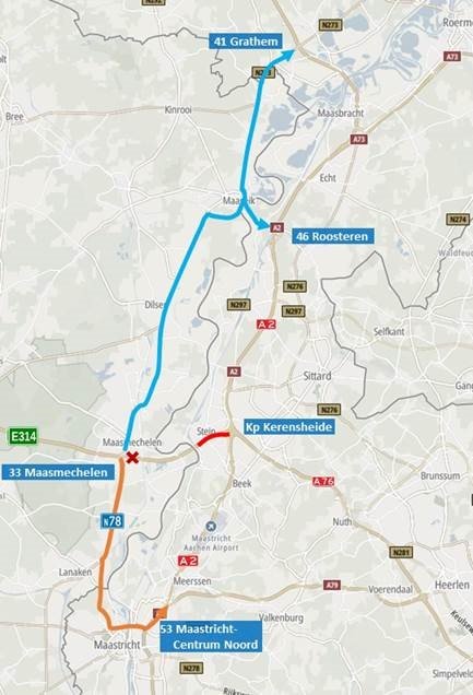 Situatiekaart omleidingsroutes