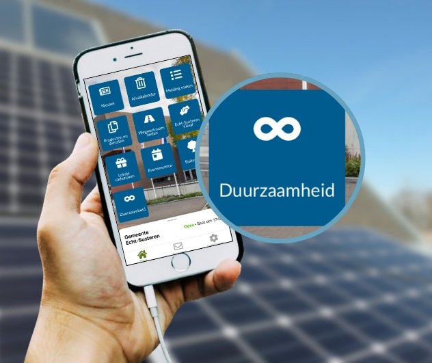 Mobiele telefoon met de knop 'Duurzaamheid' uitgelicht