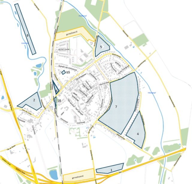 Kaart met groenprojecten rondom Nieuwstadt