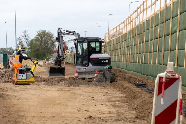 Graafwerkzaamheden langs de autoweg