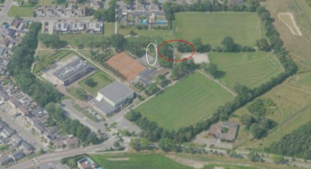 Luchtfoto sportcomplex Nieuwstadt