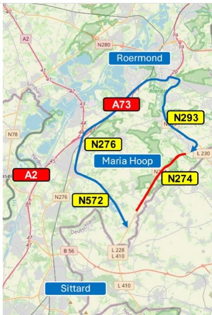 Situatiekaart met omleidingsroute