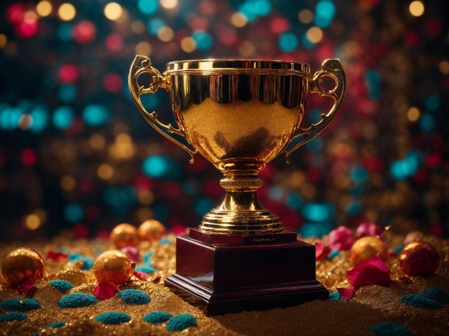 Kampioensbeker met confetti