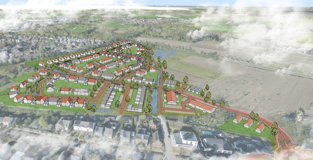 Situatietekening van de woonwijk vanuit de lucht