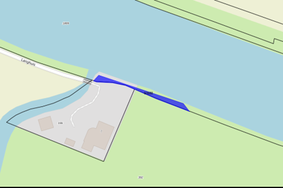 Bovenaanzicht van het aangeboden perceel.