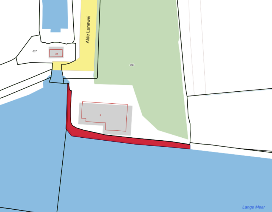 Bovenaanzicht van het aangeboden perceel.