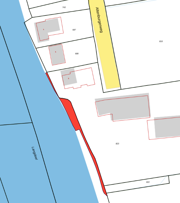 Bovenaanzicht van het aangeboden perceel.