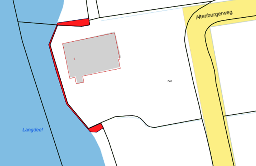 Bovenaanzicht van het aangeboden perceel.