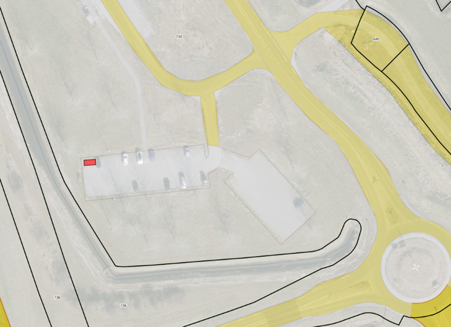 Bovenaanzicht van het aangeboden perceel.