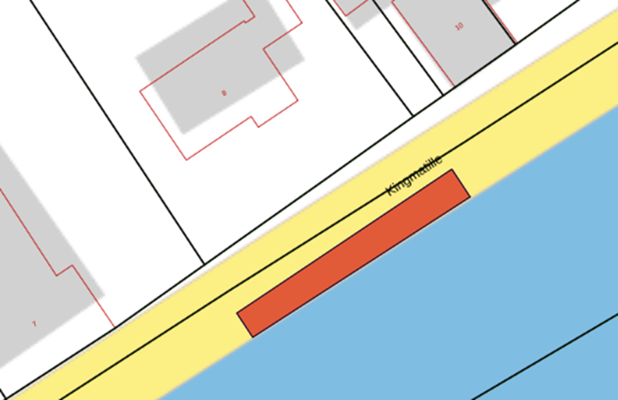 Bovenaanzicht van het aangeboden perceel.