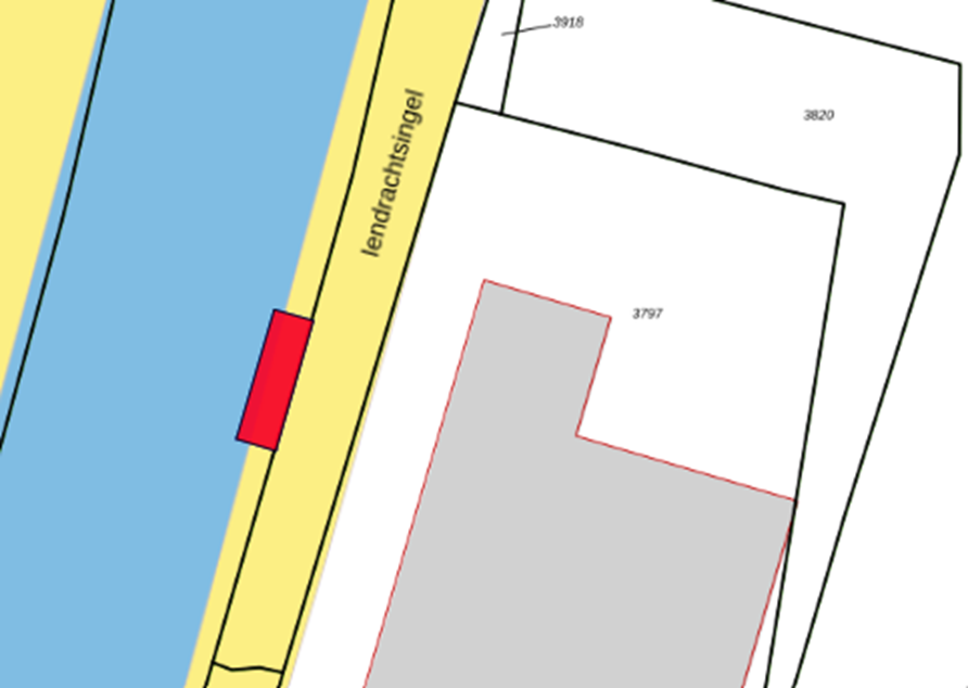 Bovenaanzicht van het aangeboden perceel.