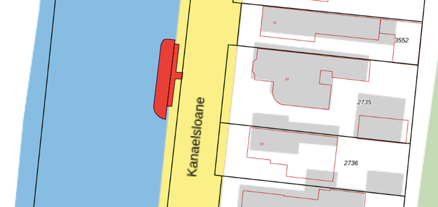 Bovenaanzicht van het aangeboden perceel.