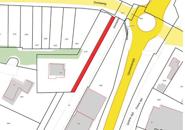 Bovenaanzicht van het aangeboden perceel.