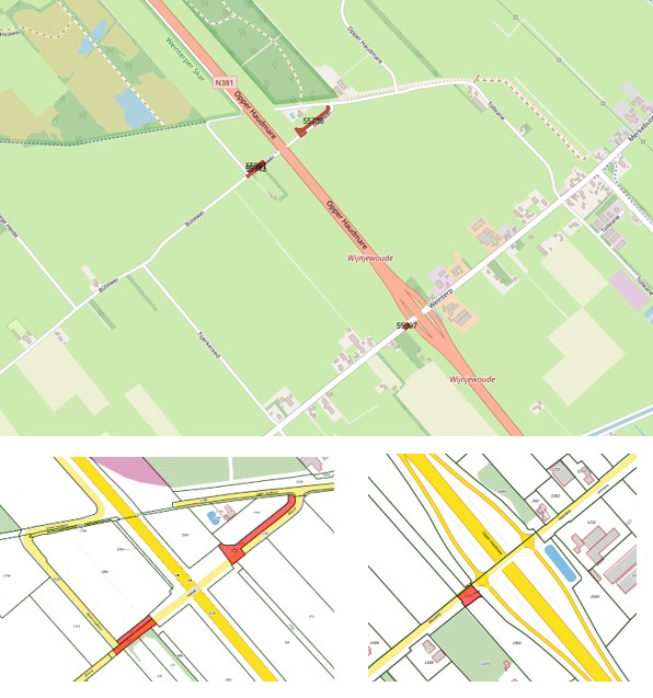 Bovenaanzicht van de aangeboden percelen.