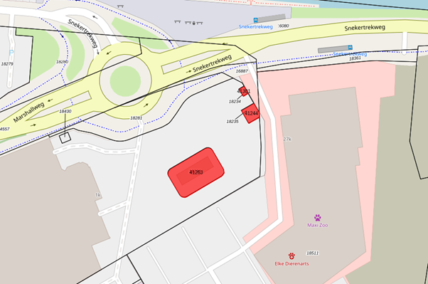 Bovenaanzicht van de aangeboden percelen.