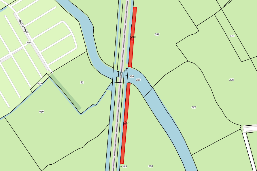 Bovenaanzicht van het aangeboden perceel.