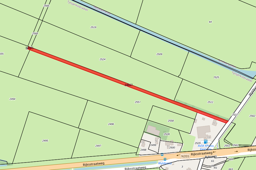 Bovenaanzicht van het aangeboden perceel.