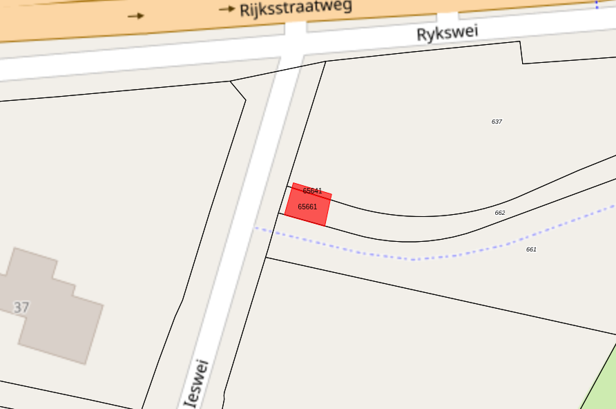 Bovenaanzicht van het aangeboden perceel.