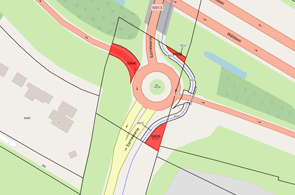 Bovenaanzicht van de aangeboden percelen.