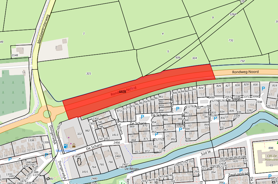 Bovenaanzicht van het aangeboden perceel.
