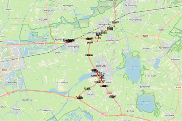Bovenaanzicht van de aangeboden percelen.