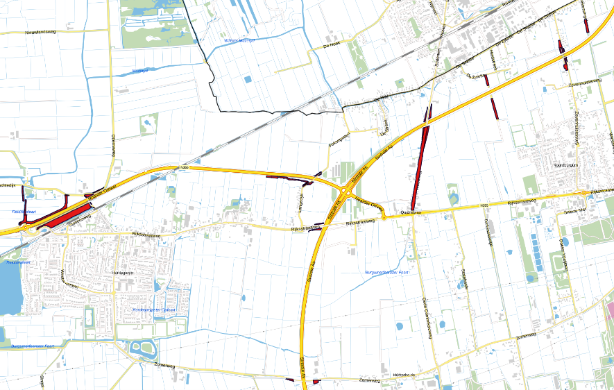 Bovenaanzicht van de aangeboden percelen.