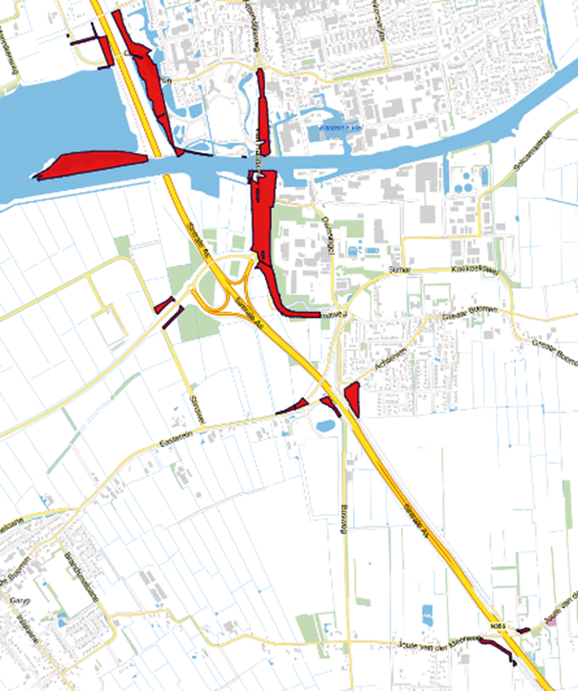 Bovenaanzicht van de aangeboden percelen.