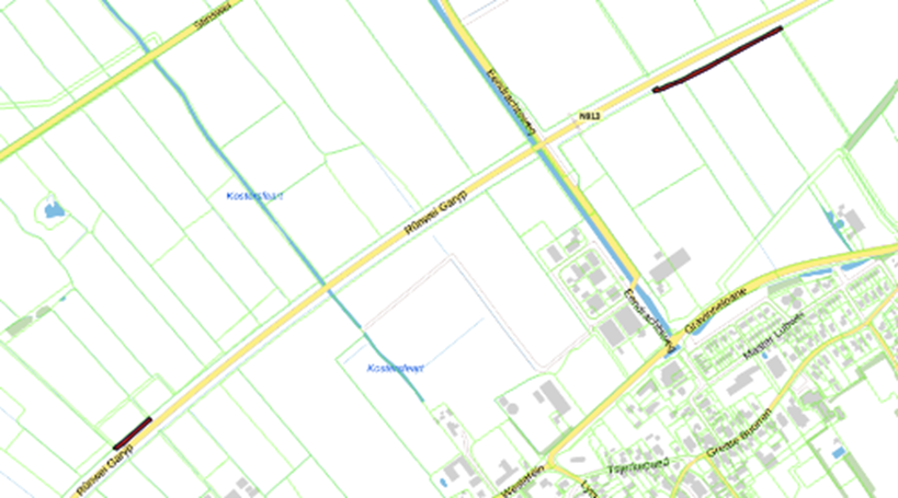 Bovenaanzicht van de aangeboden percelen.