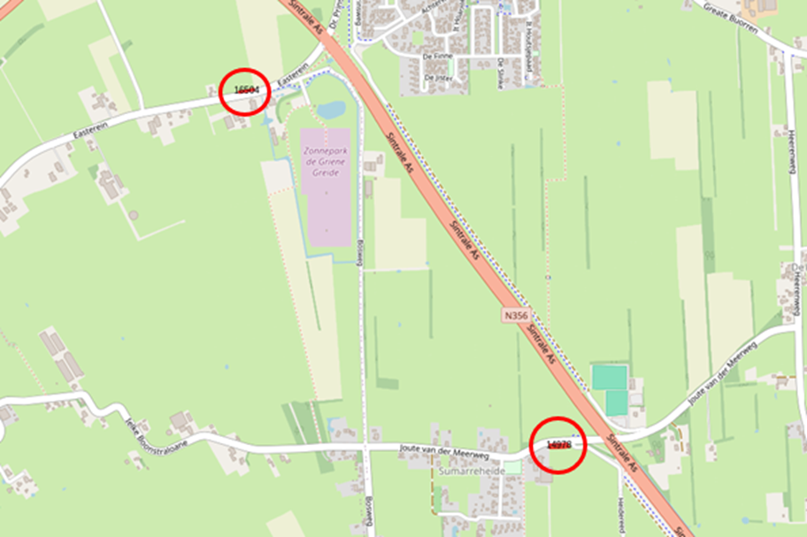 Bovenaanzicht van het aangeboden perceel,