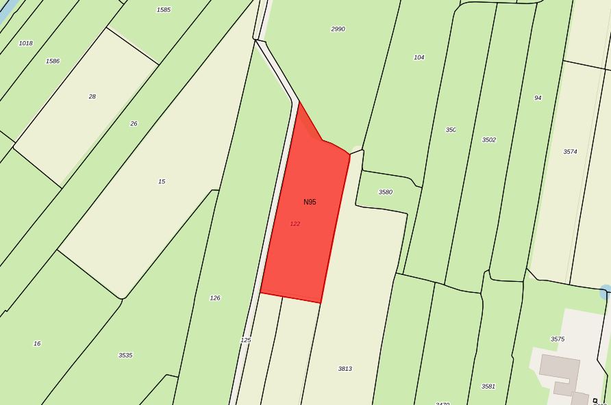 Bovenaanzicht van het aangeboden perceel.