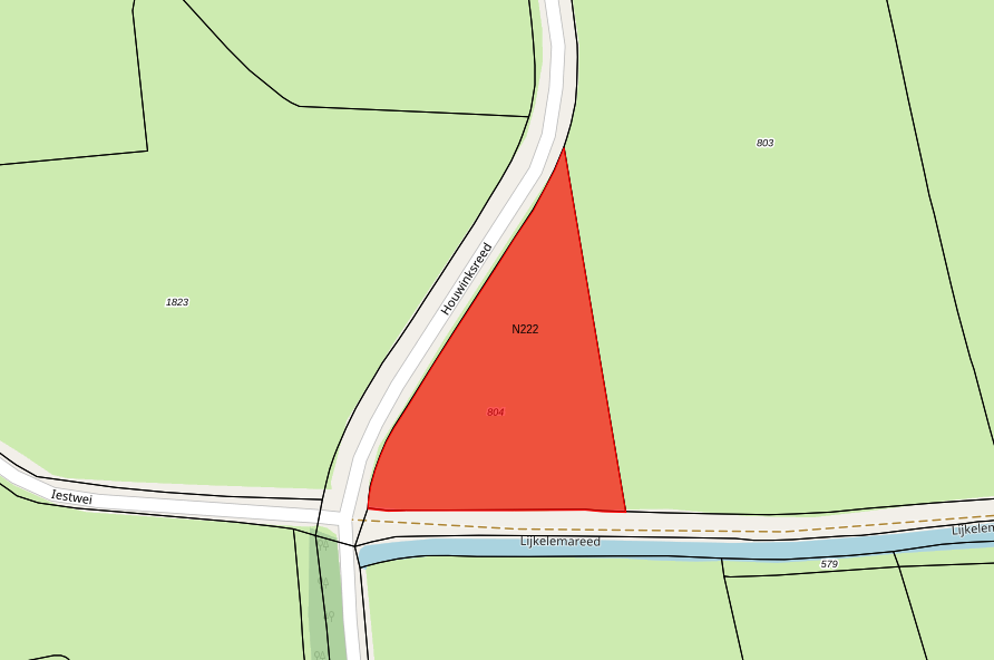 Bovenaanzicht van het aangeboden perceel.